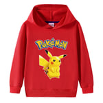 Tecknad Pikachu långärmad hoodie för barn tröja tröja Red 150cm