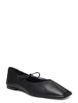ALOHAS Sway Chestnut Brown Leather Ballet Flats Svart