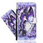 IMEIKONST 3D Painted Case for OPPO A72 Premium Soft PU Leather Shell Card Holder Wallet with Magnetic Clasp Shockproof Stand Flip Cover for OPPO A52 / A72 / A92 Purple Butterfly CYA