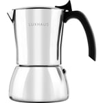 LuxHaus Stovetop Espresso Maker - 3 Cup Moka Pot Coffee Maker - 100% Stainless Steel