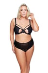 Ulla Popken Femme Grandes Tailles Soutien-Gorge à Armatures, Bandes Fantaisie et Dentelle Noir 95C 816161100-95C