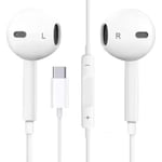 Hörlurar för iPhone 15/Pro/Max och Samsung med USB-C-kontakt, mikrofon, stereoljud