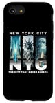 Coque pour iPhone SE (2020) / 7 / 8 New York City Skyline et Liberty Moonlight City ne dort jamais