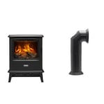 Dimplex Bayport Optimyst Stove Electric Fire, Matt Black Free Standing Electric Fireplace & Stove Pipe, Matte Black Plastic Flue Pipe Accessory for Electric Fires, with Straight or Angled Options