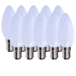 5 Watts B15 SBC Small Bayonet LED Light Bulb Opal Candle Warm White Dimmable, Pack of 10