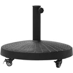 Outsunny Pied de parasol base de lestage rond poids net 22,7kg en résine avec 4 roulettes - dim. Ø 52 x 41H cm - Noir