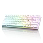 RK ROYAL KLUDGE RK61 Clavier Blanc sans Fil, AZERTY Français 60% Clavier Gamer Mécanique RGB Rétroéclairé par Touche Personnalisable, Touches à Double Injection (Switch Bleu échangeable à Chaud)