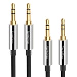 TechRise Audio Cable, 2-Pack (2.5 M and 1.5 M) Nylon Braided Premium Auxiliary Aux Audio Cable Cord Compatible with Beats Headphones, iPods, iPhones, iPads, Home/Car Stereos and More