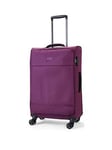 Rock Luggage Paris 8 Wheel Softshell Lightweight Medium Suitcase With Lock -Purple
