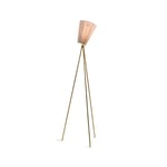 Northern Oslo Wood golvlampa beige, guldigt stativ