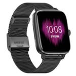 Smartwatch DT102 - Vandtæt, Bluetooth opkald, Sportsmodes - iOS / Android - metalrem - Sort