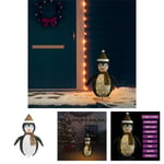 The Living Store Dekorativ pingvin med LED lyxigt tyg 60 cm -  Julbelysning