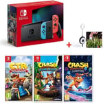 Console Nintendo Switch Néon + 3 JEUX Crash Bandicoot + Flash LED Offert