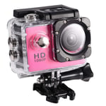 Sports Action Camera, 30M Underwater Waterproof DV Camcorder, 90 Degree Angle HD DV Camcorder with Mounting Accessories Kit(pink)
