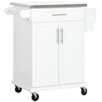 Kitchen Cart Storage Trolley with Drawer Cupboard Towel Rail Steel