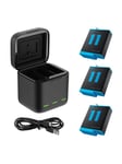 TELESIN 3-slot charger Box + 3 batteries for GoPro Hero 11 / 10 / 9