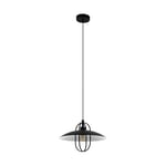 Eglo Suspension Cregan, 1 Ampoule, Suspension Vintage, Industriel, Rétro, en Acier, Lampe de Salle à Manger, Lampe de Salon Suspendue en Noir, Blanc, Douille E27