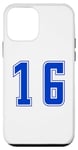 Coque pour iPhone 12 mini Bleu Numéro 16 Équipe Junior Sports Uniforme Numéroté