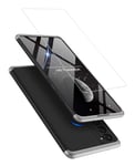 JOYTAG Compatible Coque Samsung S20 FE Fan Edition Étui+Film de Verre trempé 360 degrés Tout Inclus 3 dans 1 PC Bumper-Argent Noir