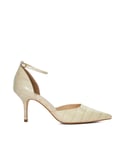 Dune London Womens Ladies Characters - Croc-Effect Pointed Ankle Strap Heels - Cream Leather (archived) - Size UK 8