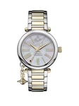 Vivienne Westwood Mother Orb Ladies Quartz Watch with MOP Dial &amp; Two Tone Stainless Steel Bracelet, Silver/Gold, Women