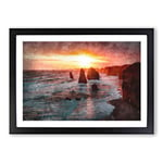 Big Box Art Twelve Apostles in Victoria Australia Painting Framed Wall Art Picture Print Ready to Hang, Black A2 (62 x 45 cm)