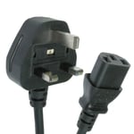 Kettle Lead 3M Metre UK Mains Power Plug to IEC C13 Cable Cord for PC Monitor TV
