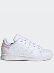 adidas Originals Kids Girls Stan Smith Trainers - White/Pink, White/Pink, Size 12 Younger