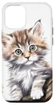 iPhone 12/12 Pro Small Cat Cartoon Watercolor on Tree Branch Case