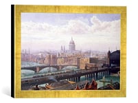 'Image encadrée de John CROWTHER "View of London showing St Paul S and Canon Street Station FROM Southwark Bridge, d'art dans le cadre de haute qualité Photos fait main, 40 x 30 cm, Doré Raya