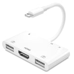 Couleur A (6 en 1 pas de puissance) Adaptateur Lightning Vers HDMI 6 FR 1, Lecteur de Carte USB SD TF, AV Numérique, OTG, 1080P, Hub de Câble, Pour iPhone 12 / 11Pro / X / XR / XS Max / iPad
