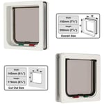 Cat Mate 4 Way Locking Cat Flap With Door Liner To 50mm (2”), White (235w)