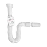 KIRCHHOFF 98836748 Siphon flexible 1 1/4" x 32 mm blanc Longueur flexible extensible 340-800 mm Tuyau de vidange avec tuyau de vidange flexible en plastique pour salle de bain