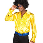 Boland - Chemise disco à volants, Jaune, pour homme, déguisement, t-shirt de fête, Schlagermove, années 70, fête de thème, carnaval