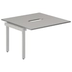 Skrivbord O-stativ påbyggn.modul 1200x600mm ljusgrå med silver underrede