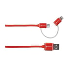 SKross 2in1 Charge'n Sync Micro USB & Lightning Cable - Röd