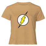 Justice League Flash Logo Women's Cropped T-Shirt - Tan - L - Tan