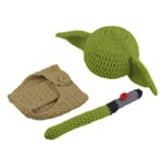Maifa Newborn Baby Costume Photography Prop Accessories Set, Crochet Knitted Yoda Suit Set for Newborn Photography