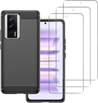 Carinacoco Case for Xiaomi Poco F5 Pro 5G with 3 Tempered Glass Screen Protector