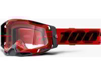 100% Goggles 100% Racecraft 2 Red (Transparent Glass Anti-Fog, Lt 88% -92% + 10 Skidding) (New)