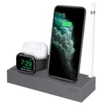 Spigen 3 in 1 Charging Stand Designed for iPhone 12/11 and more Stand, Apple Watch Stand Series 6/SE/5/4/3/2/1, and Airpods, Airpods Pro Stand - Charcoal