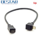 0.2m Up Câble d'extension Micro USB 2.0 coudé à 90 degrés, mâle à femelle, 5 broches, 20cm, 0.2m, pour tablette