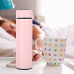 (Pink)500ml Less Steel LED Vacuum Cup Insulated Water Bottle With Temperature