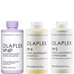 Olaplex No 4P Blonde Shampoo + 4 Shampoo + 5 Conditioner TRIO