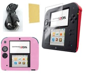Pack 3 En 1 Nintendo 2ds : Housse Silicone Rose - Chargeur Usb - Protection Écran