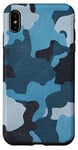 iPhone XS Max Blue Vintage Camo Realistic Worn Out Effect Case