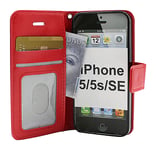 Crazy Horse wallet iPhone 5/5s/SE (Röd)