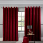 Sundour Abington Thermally Lined Velvet Eyelet Curtains Rosso Red 90x90