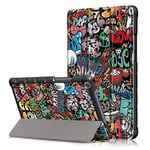 Huawei Mediapad M5 Lite 8.0 Case, Folding Case for Huawei Mediapad M5 Lite 8.0 Tablet, Magnetic Anti-Scratch Case, Case with Pencil Function (Graffiti)