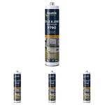 Bostik Mastic Colle & Joint Polyuréthane Premium P790 Beige, Multi-Usages, Intérieur et Extérieur, Cartouche de 300 ml (Lot de 4)